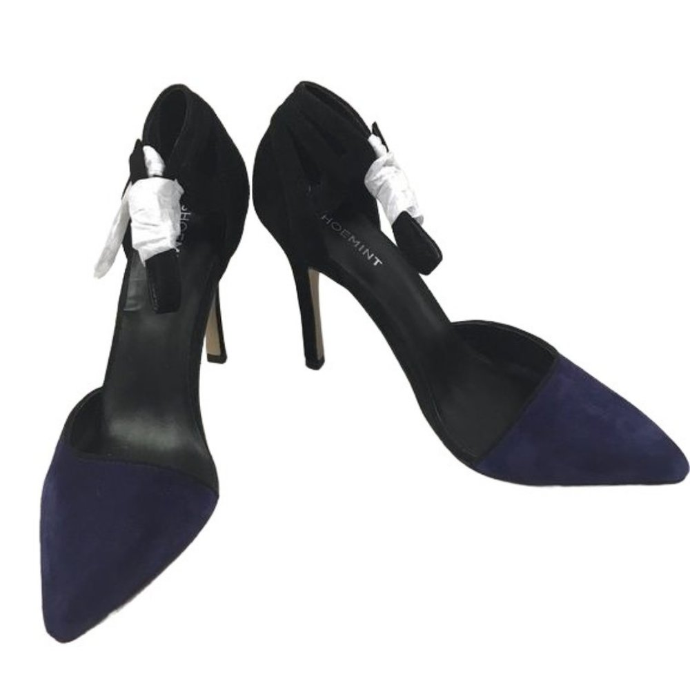 Shoemint 8.5 two tone suede pumps black blue